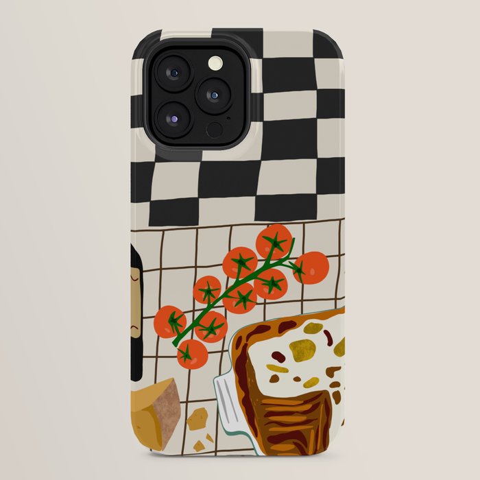 Lasagna parmesan and wne dinner - homemade meal illustration iPhone Case Gallery Image 32