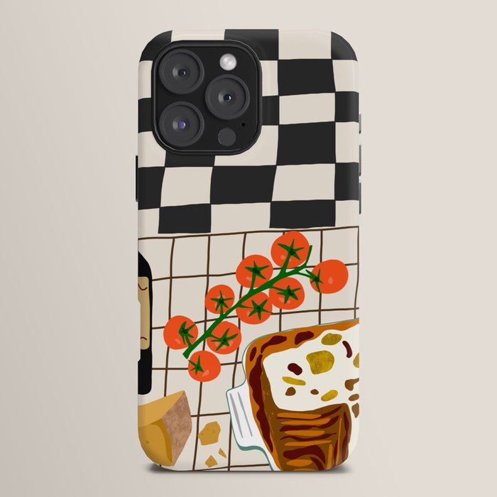 Lasagna parmesan and wne dinner - homemade meal illustration iPhone Case Gallery Image 16