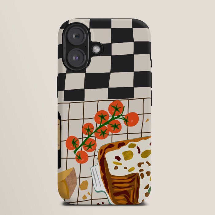 Lasagna parmesan and wne dinner - homemade meal illustration iPhone Case Gallery Image 9