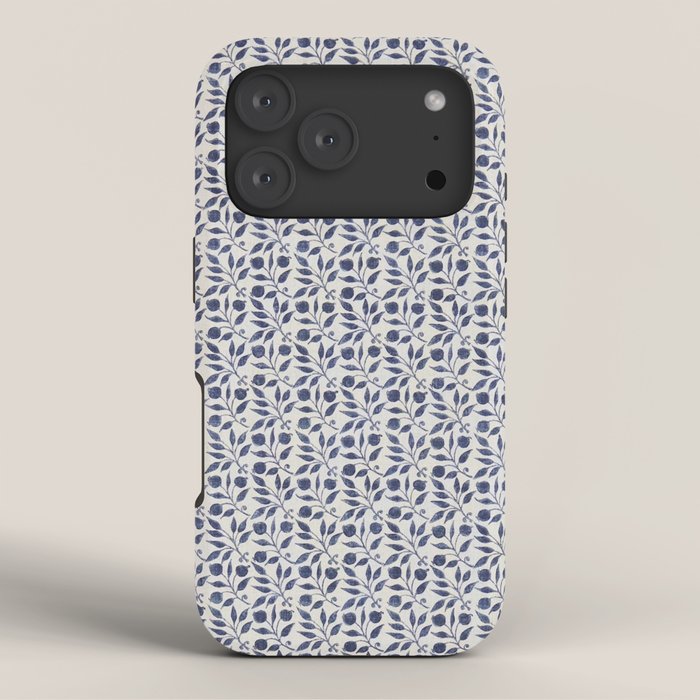 William Morris Vintage Rosehip Indigo Blue iPhone Case Gallery Image 3