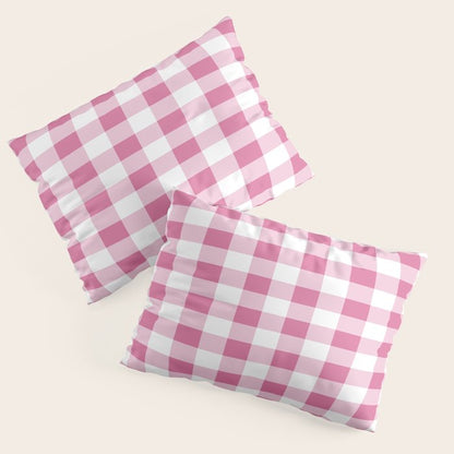 Gingham Large Pink White Pillow Sham Gallery Image 3