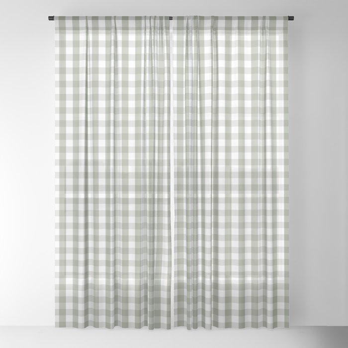 Desert Sage Grey Green and White Gingham Check Window Curtain Gallery Image 22
