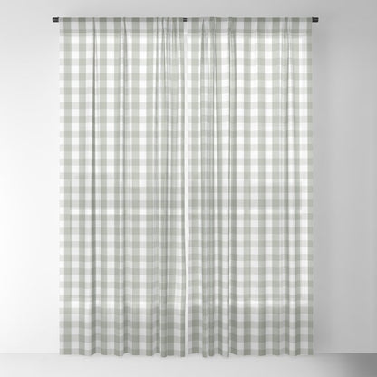 Desert Sage Grey Green and White Gingham Check Window Curtain Gallery Image 22