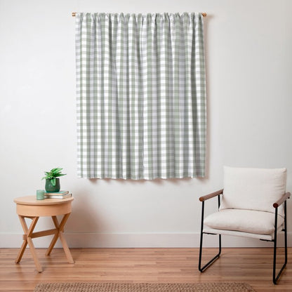 Desert Sage Grey Green and White Gingham Check Window Curtain Gallery Image 7