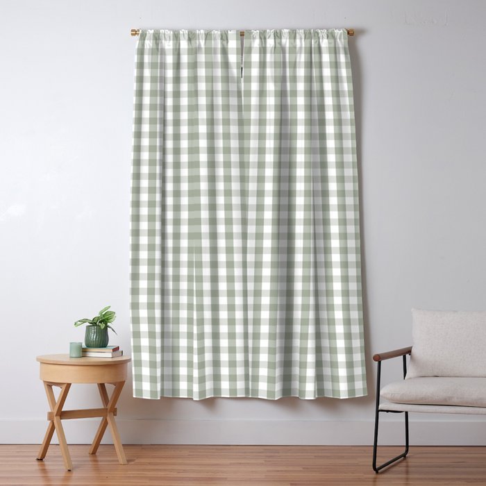 Desert Sage Grey Green and White Gingham Check Window Curtain Gallery Image 5