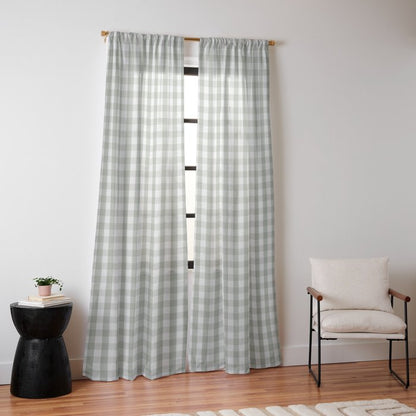 Desert Sage Grey Green and White Gingham Check Window Curtain Gallery Image 10