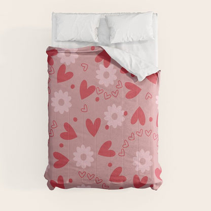 Hearts and Flowers on Tea Rose Pink Comforter Gallery Image 8