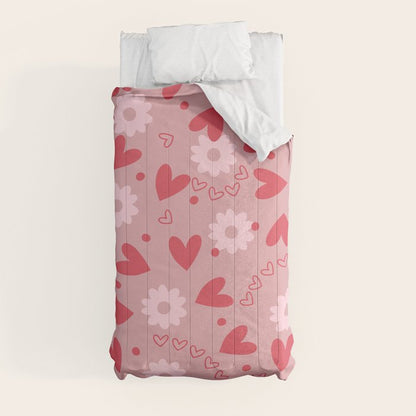 Hearts and Flowers on Tea Rose Pink Comforter Gallery Image 9