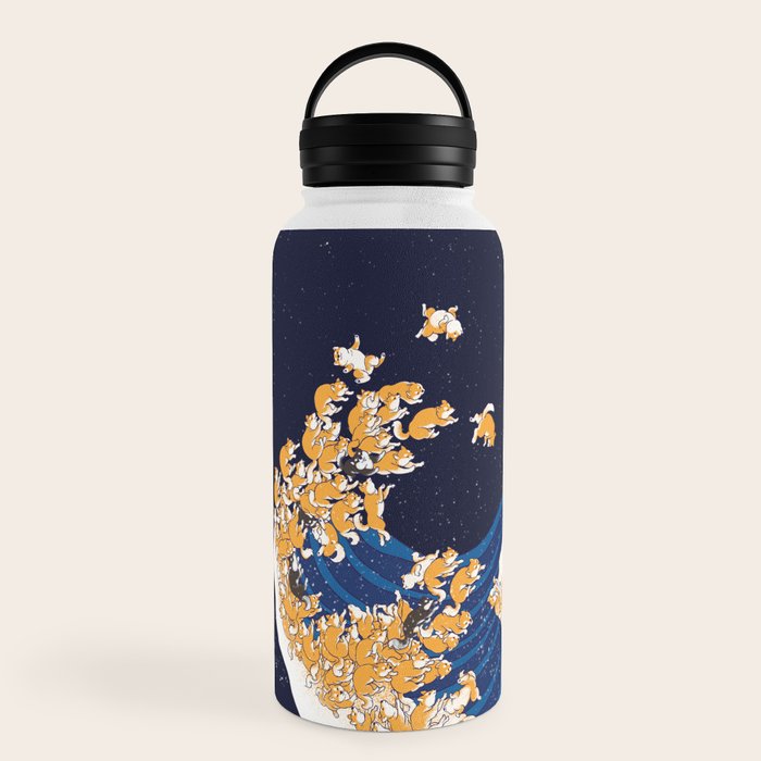 Shiba Inu The Great Wave in Night Water Bottle Gallery Image 6