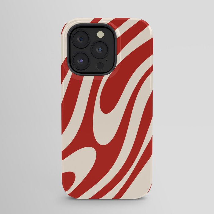 Wavy Loops Retro Abstract Pattern Red and Almond Cream iPhone Case Gallery Image 23