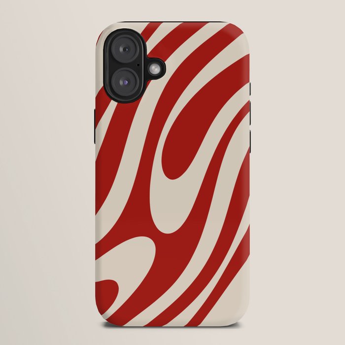 Wavy Loops Retro Abstract Pattern Red and Almond Cream iPhone Case Gallery Image 10