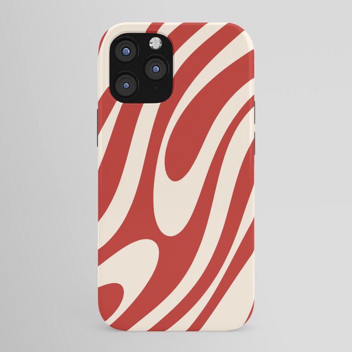 Wavy Loops Retro Abstract Pattern Red and Almond Cream iPhone Case Gallery Image 43