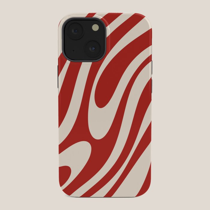 Wavy Loops Retro Abstract Pattern Red and Almond Cream iPhone Case Gallery Image 34