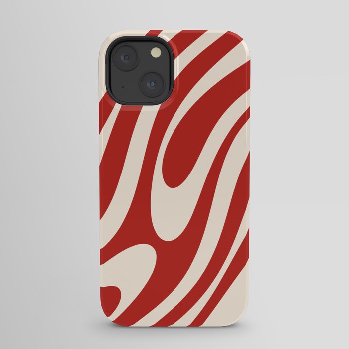 Wavy Loops Retro Abstract Pattern Red and Almond Cream iPhone Case Gallery Image 29