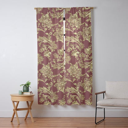 Red & Gold Floral Damasks Pattern Window Curtain Gallery Image 9