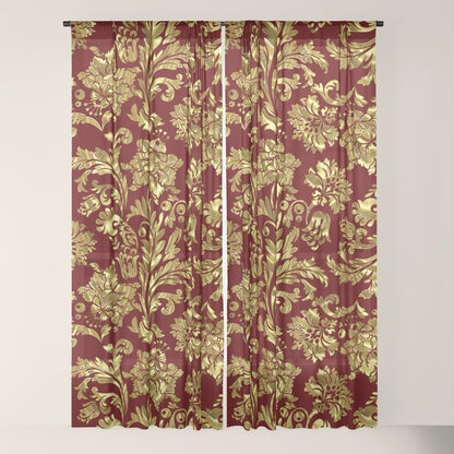 Red & Gold Floral Damasks Pattern Window Curtain Gallery Image 22