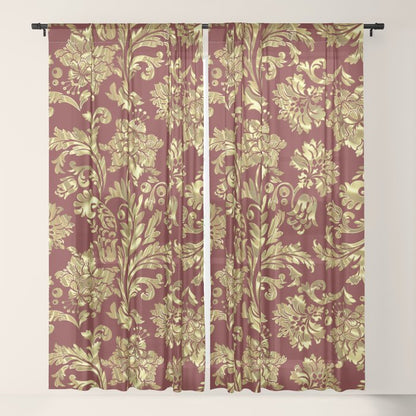 Red & Gold Floral Damasks Pattern Window Curtain Gallery Image 17