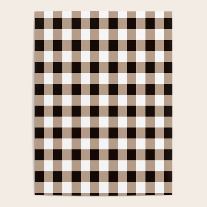 Gingham Large Tan Black White Poster Gallery Image 2