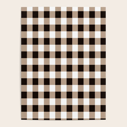 Gingham Large Tan Black White Poster Gallery Image 2