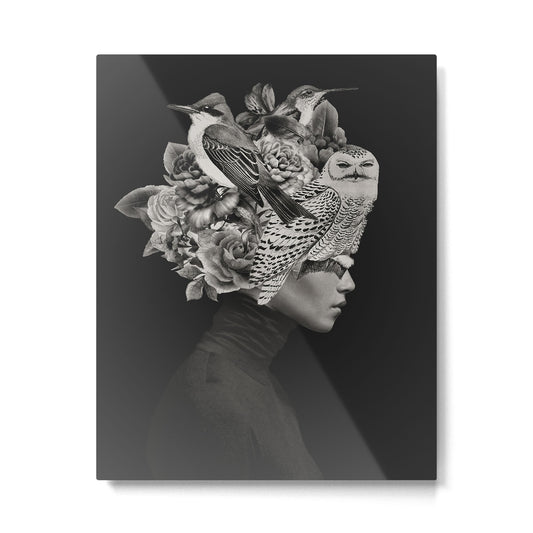 Lady with Birds(portrait) Metal Print Gallery Image 2