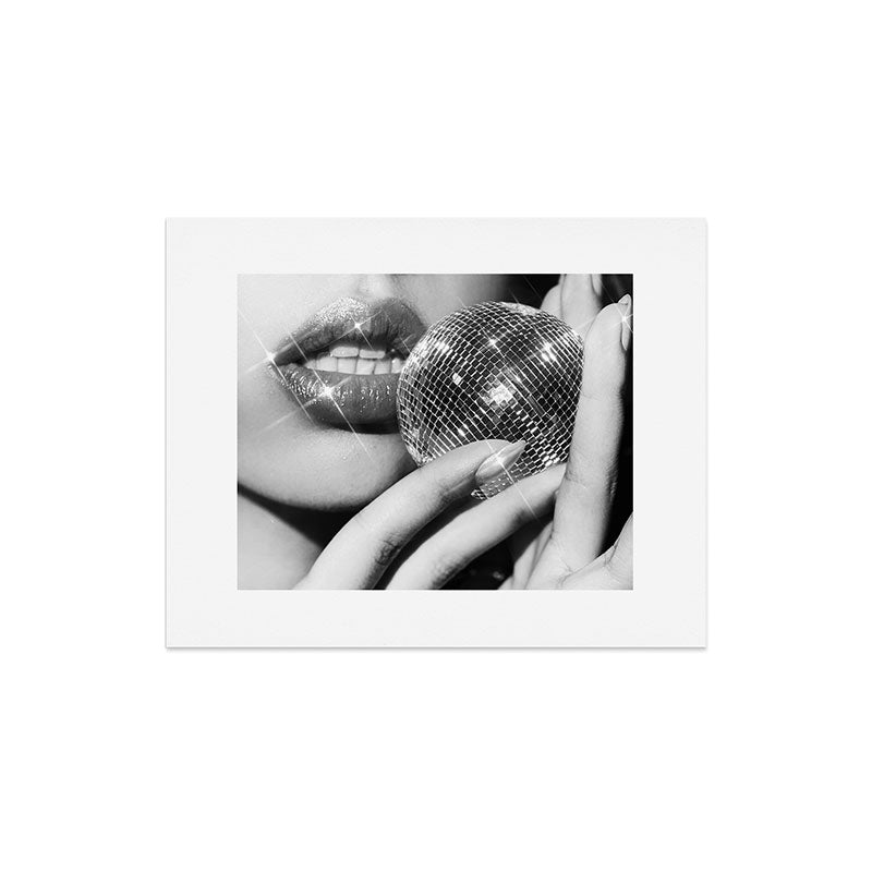 Disco Ball Female Lips - Black And White Modern Wall Art Photograph - Home Decor Art Print Gallery Image 4