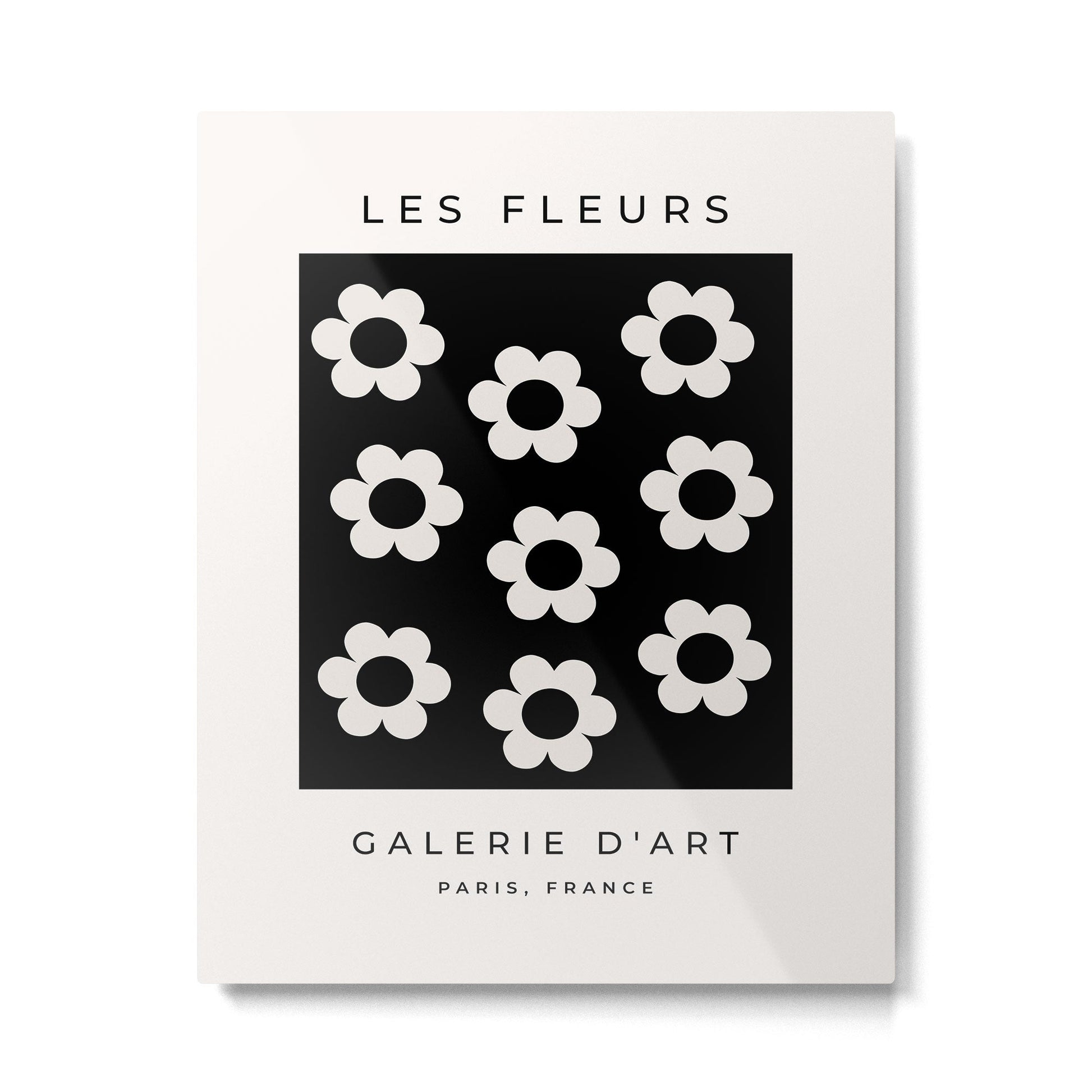 Les Fleurs | 02 - Flower Print Black And White Retro Flowers Wall Art Modern Decor Abstract Metal Print Gallery Image 2