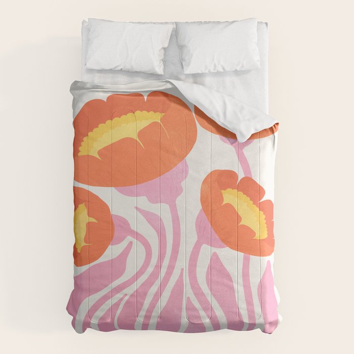 Coral Cosmos: Les Fleurs | Flower Market 05 | Spring Summer 23 Comforter Gallery Image 1