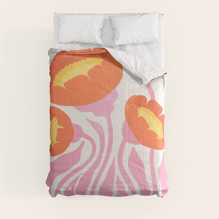 Coral Cosmos: Les Fleurs | Flower Market 05 | Spring Summer 23 Comforter Gallery Image 3