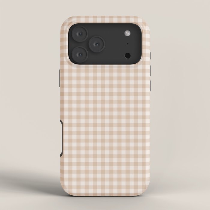 Gingham Plaid Pattern - Warm Neutral Tan iPhone Case Gallery Image 4