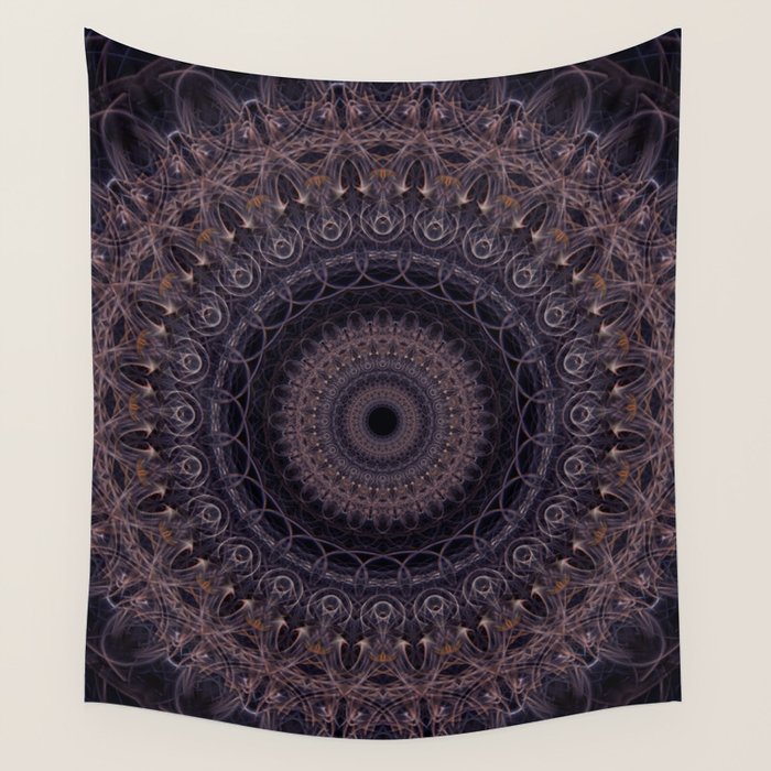 Mandala in cherry and plum tones Wall Tapestry Gallery Image 2