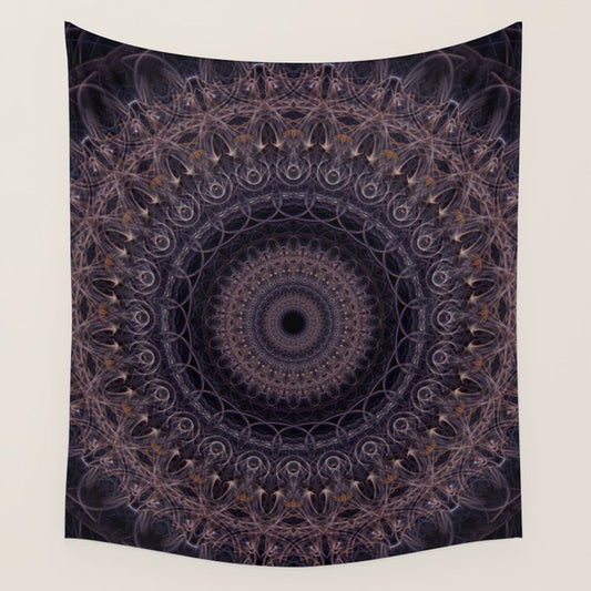 Mandala in cherry and plum tones Wall Tapestry Gallery Image 2