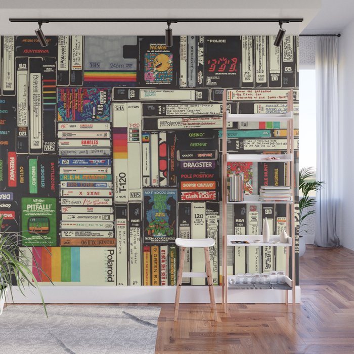 Cassettes, VHS and Video Games Wall Mural Gallery Image 1