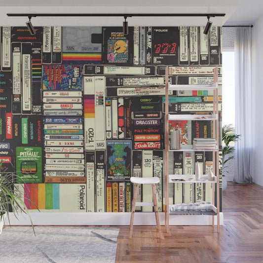 Cassettes, VHS and Video Games Wall Mural Gallery Image 1