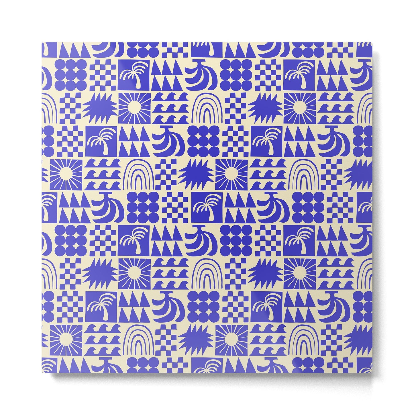 Abstract blue tropical mosaic art pattern Metal Print Gallery Image 2