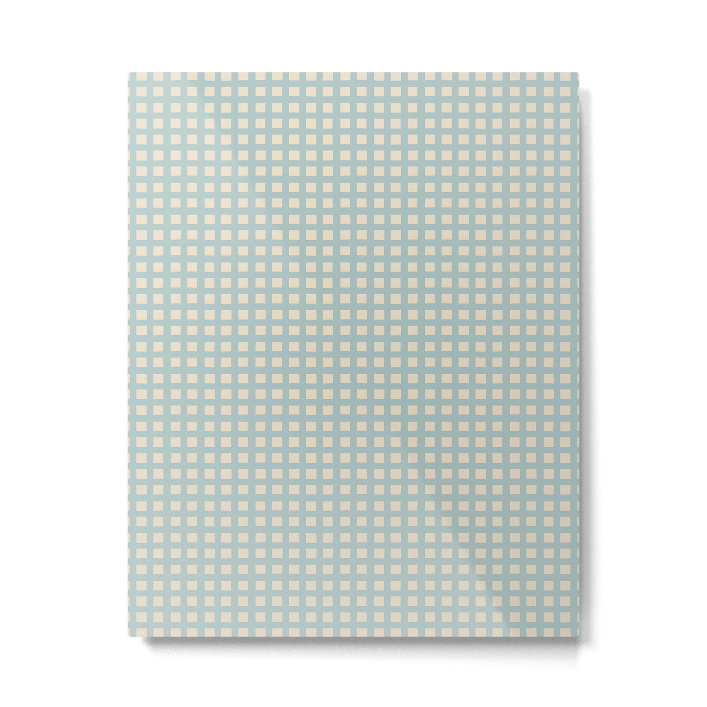 Blue geometric gingham grid art pattern Metal Print Gallery Image 4