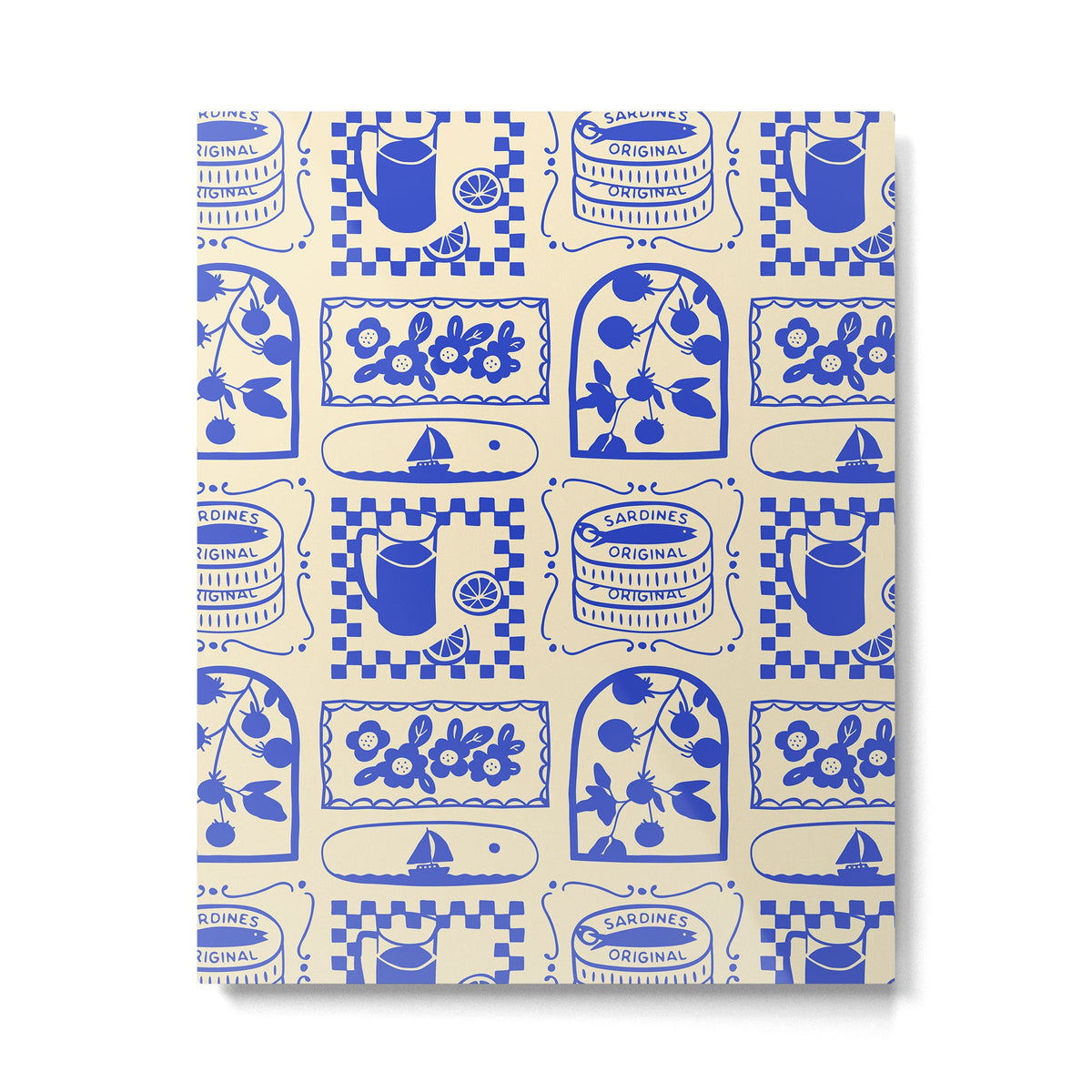 Blue summer vacation patchwork art pattern Metal Print Gallery Image 6