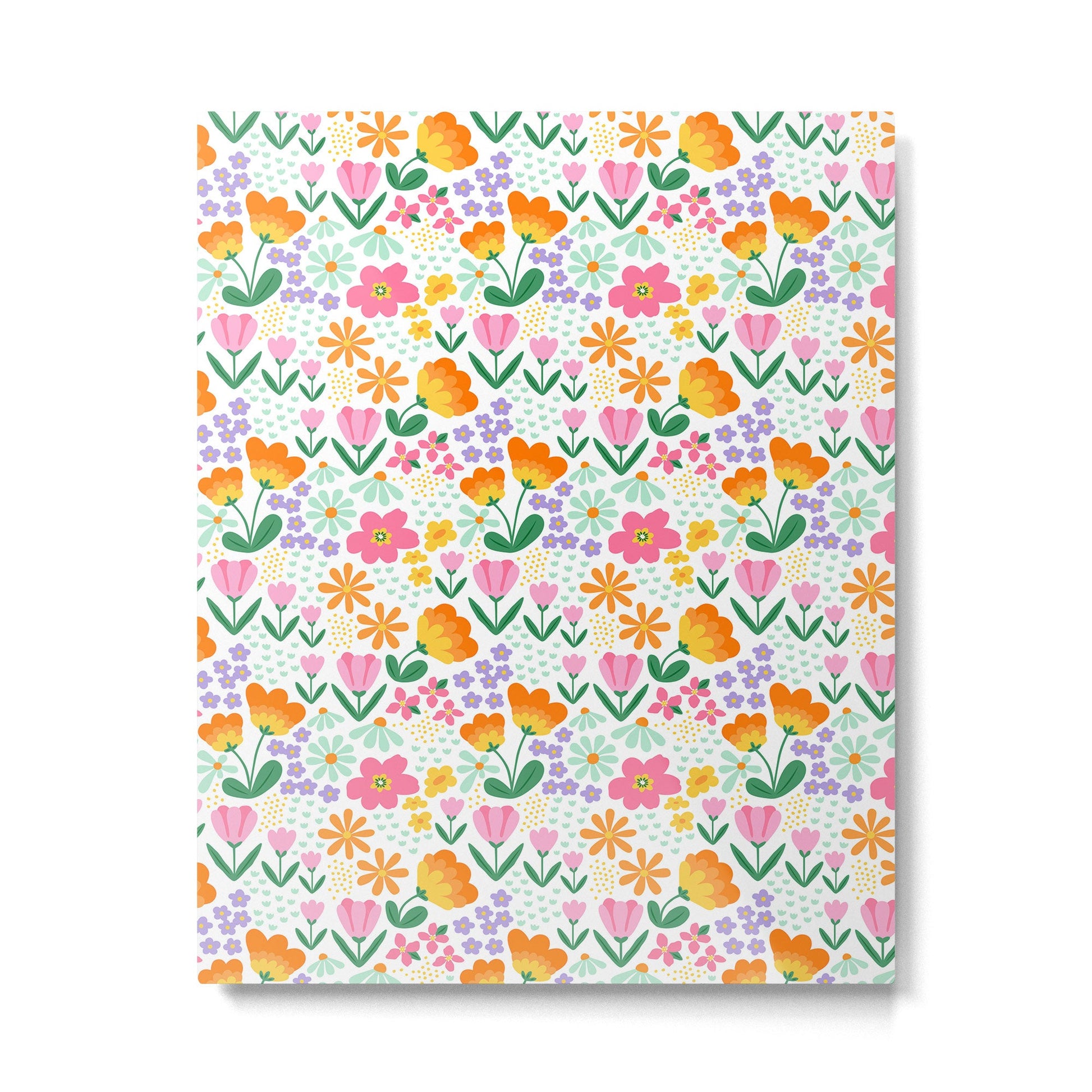 Colorful retro flower folk art pattern Metal Print Gallery Image 2