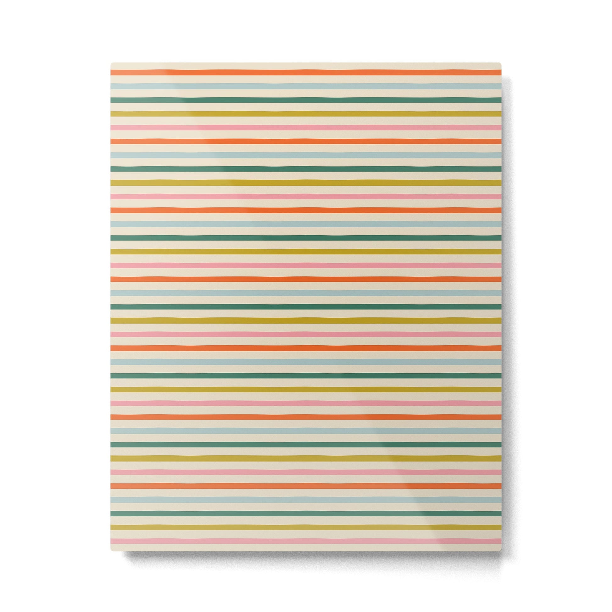 Colorful retro stripe line art pattern Metal Print Gallery Image 1