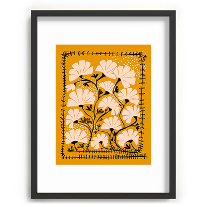 Ever blooming good vibes mustard yellow Framed Art Print Gallery Image 60