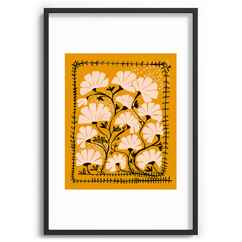 Ever blooming good vibes mustard yellow Framed Art Print Gallery Image 62