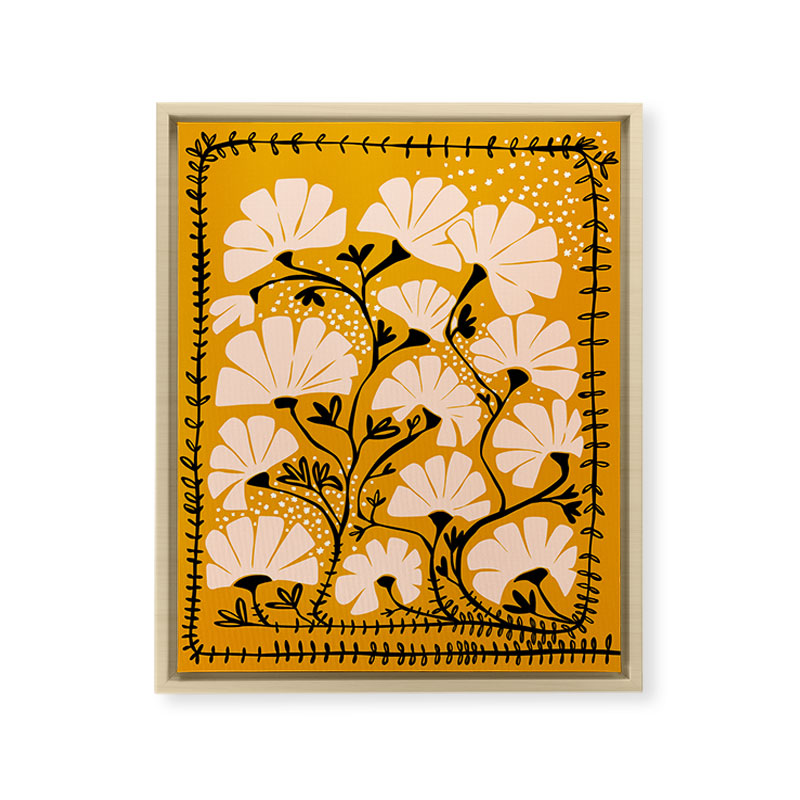 Ever blooming good vibes mustard yellow Framed Canvas Print Gallery Image 13