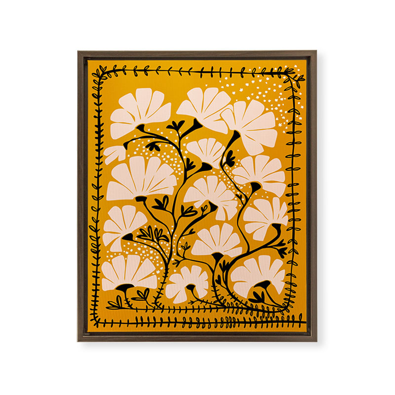Ever blooming good vibes mustard yellow Framed Canvas Print Gallery Image 12