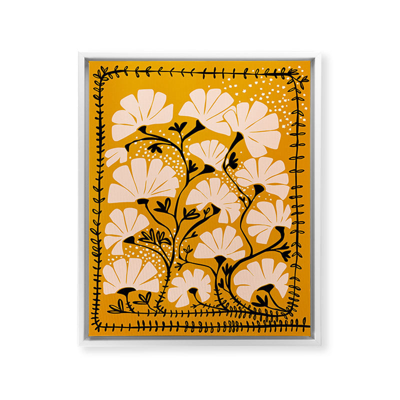 Ever blooming good vibes mustard yellow Framed Canvas Print Gallery Image 24