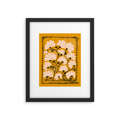 Ever blooming good vibes mustard yellow Framed Art Print Gallery Image 5