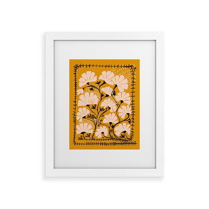 Ever blooming good vibes mustard yellow Framed Art Print Gallery Image 54