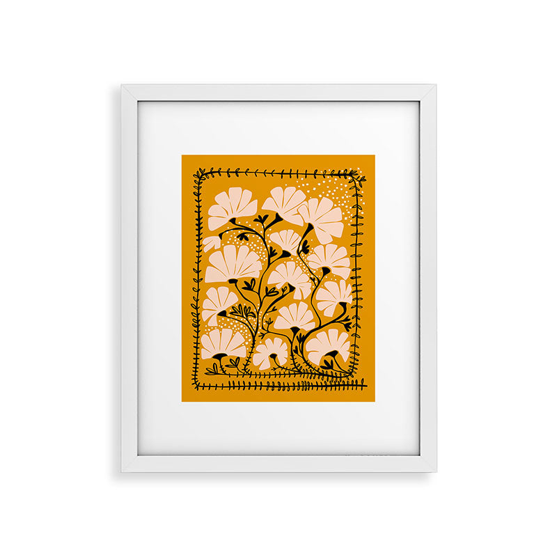 Ever blooming good vibes mustard yellow Framed Art Print Gallery Image 22