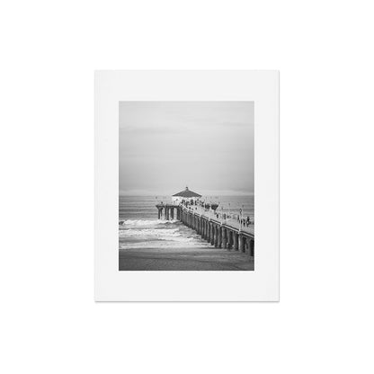 Manhattan beach Pier Black and White Photography Art Print Gallery Image 5