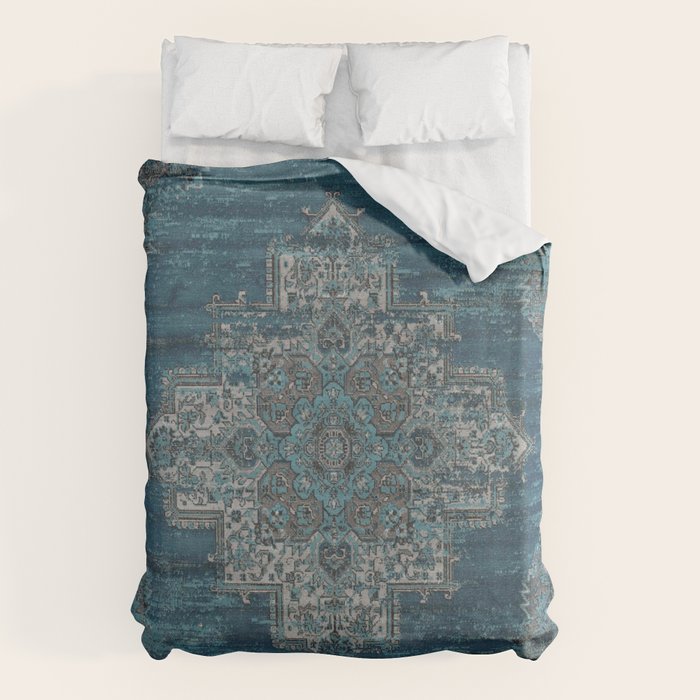 blue oriental vintage rug Duvet Cover Gallery Image 6