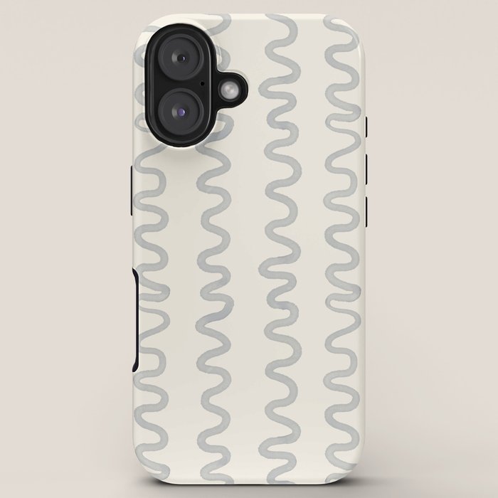 Watercolor Squiggly Lines - Blue Cream iPhone Case Gallery Image 5