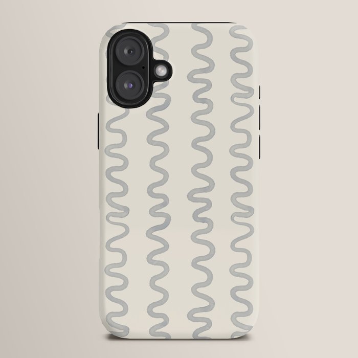 Watercolor Squiggly Lines - Blue Cream iPhone Case Gallery Image 14